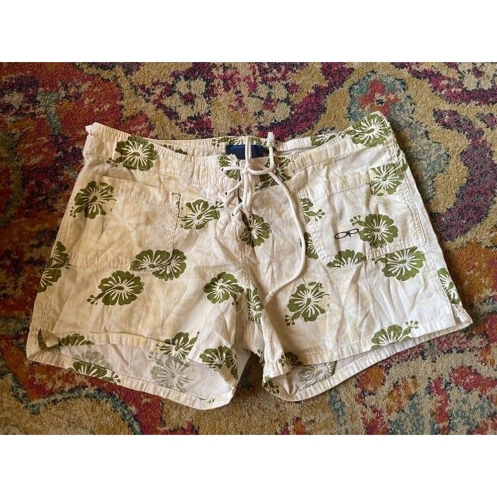 Vintage Y2K Ocean Pacific OP Hibiscus Lace Up Board Shorts Size 11